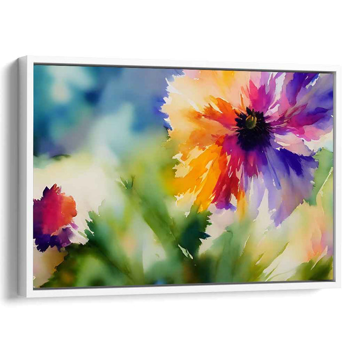 Infinite Petal Symphony: Watercolor Floral Canvas Art Print