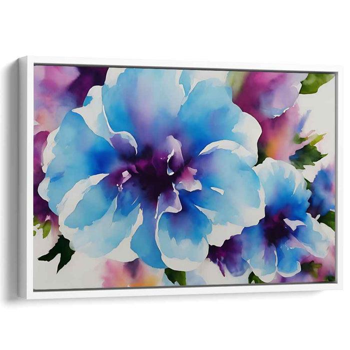 Violet Petal Symphony: Blue and Purple Watercolor Floral Canvas Art