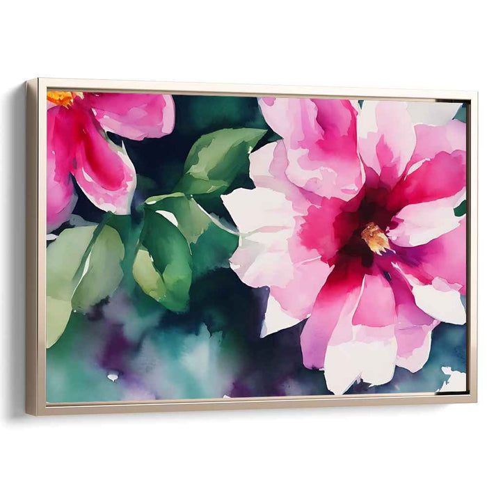 Blossoming Petal Whispers: Vibrant Watercolor Floral Canvas Art Print