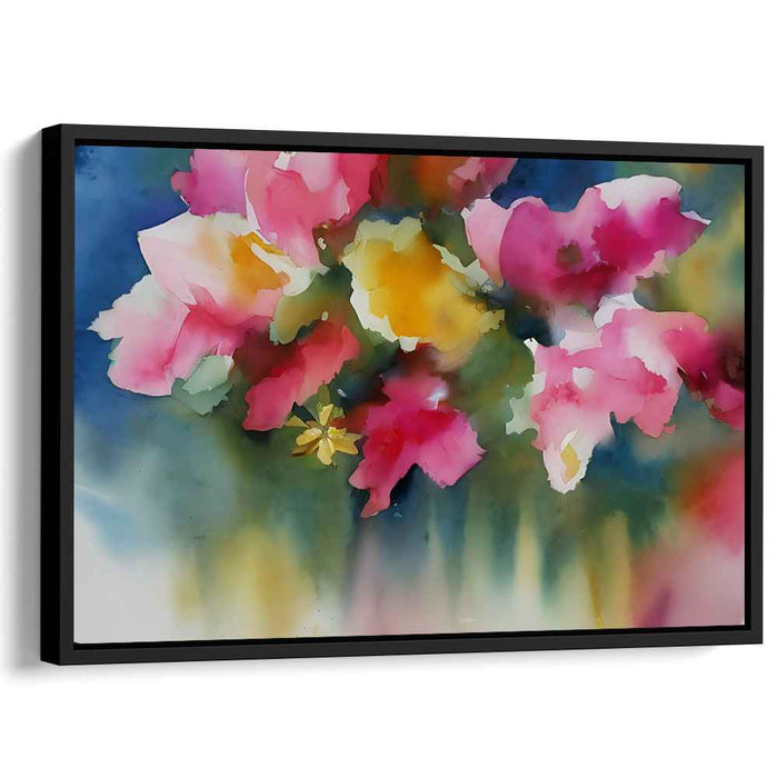 Ethereal Blooms Bursting: Vivid Watercolor Floral Canvas Art
