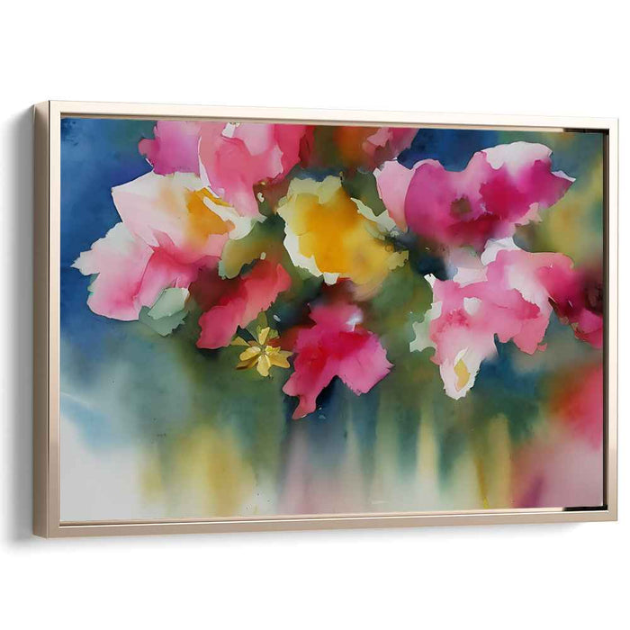 Ethereal Blooms Bursting: Vivid Watercolor Floral Canvas Art