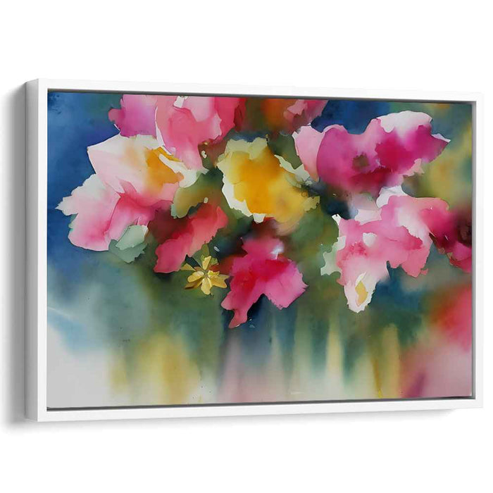 Ethereal Blooms Bursting: Vivid Watercolor Floral Canvas Art