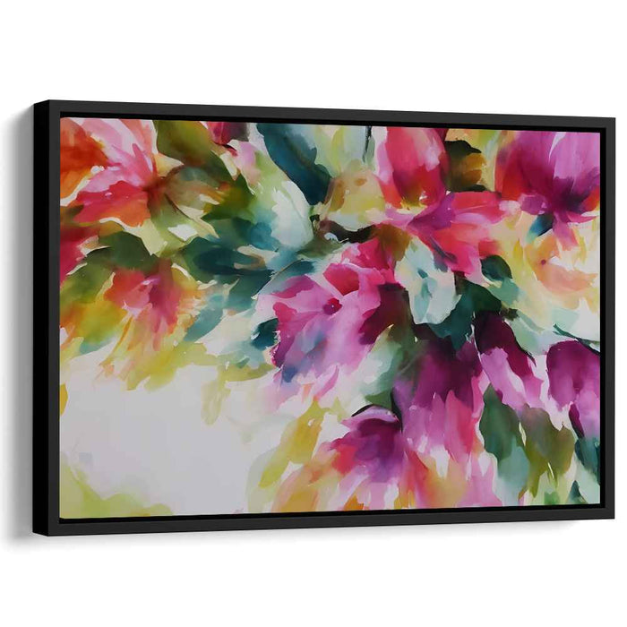 Aqua Petal Skies: Vibrant Watercolor Blossoms Canvas Art Print