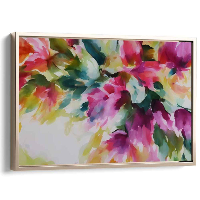 Aqua Petal Skies: Vibrant Watercolor Blossoms Canvas Art Print