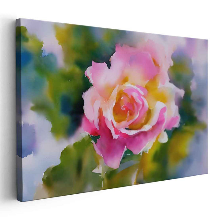 Pastel Petals: Watercolor Rose in Pastel Hues Canvas Art Print