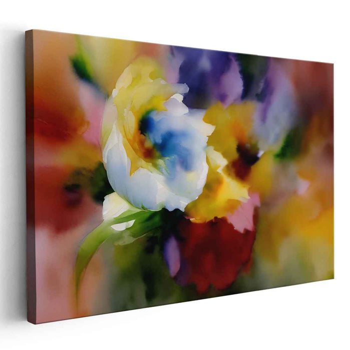Blossom Mirage Echoes: Abstract Floral Watercolor Canvas Art Print