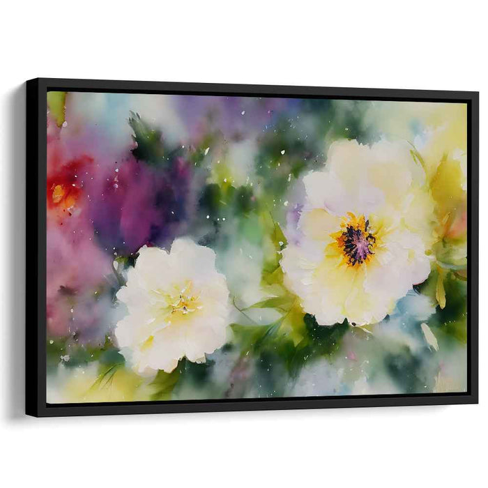 Whispering Blossoms Mirage: Watercolor Floral Dreamscape Canvas Art Print