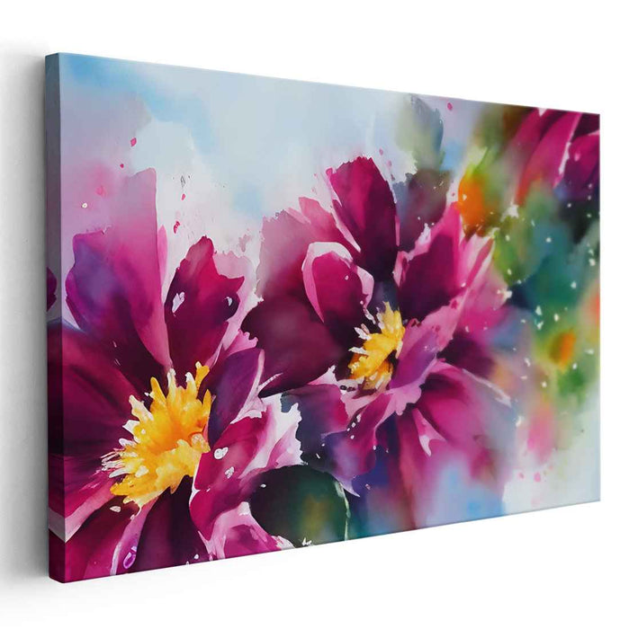 Magenta Mirage Watercolor Symphony: Vibrant Magenta Blossoms on Watercolor Canvas