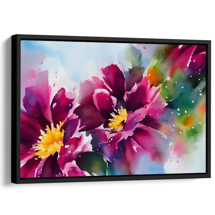 Magenta Mirage Watercolor Symphony: Vibrant Magenta Blossoms on Watercolor Canvas