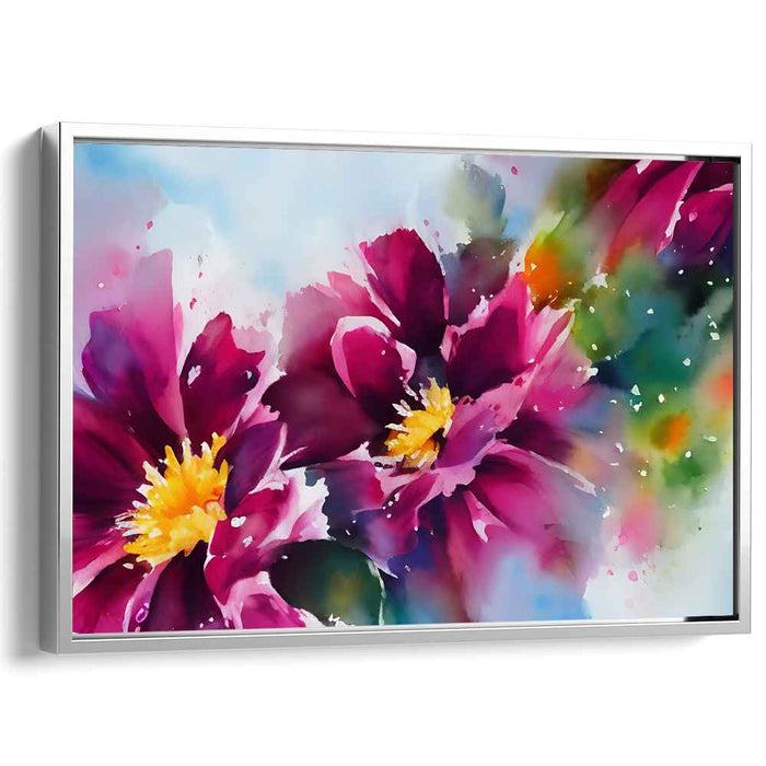 Magenta Mirage Watercolor Symphony: Vibrant Magenta Blossoms on Watercolor Canvas
