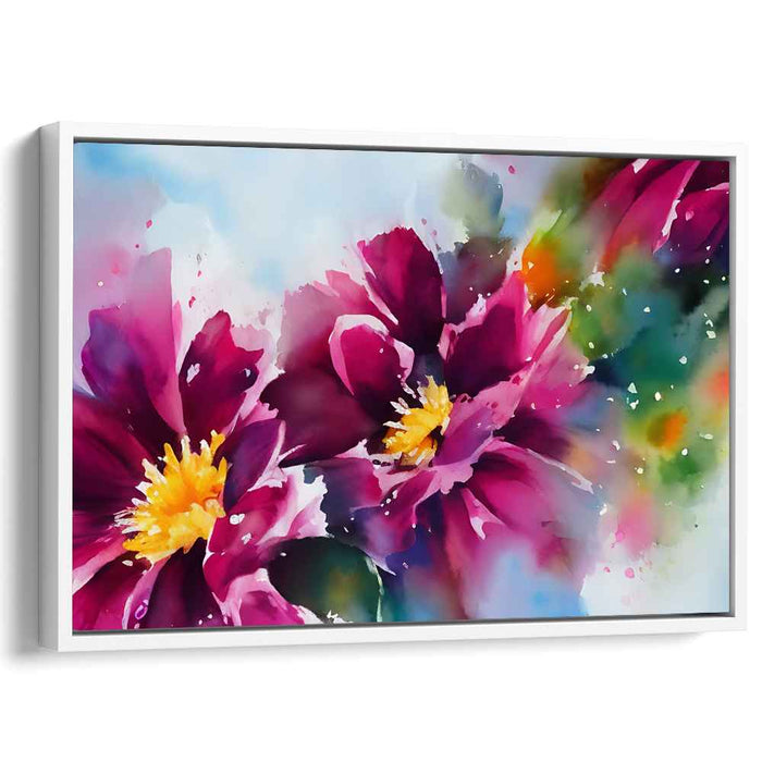 Magenta Mirage Watercolor Symphony: Vibrant Magenta Blossoms on Watercolor Canvas