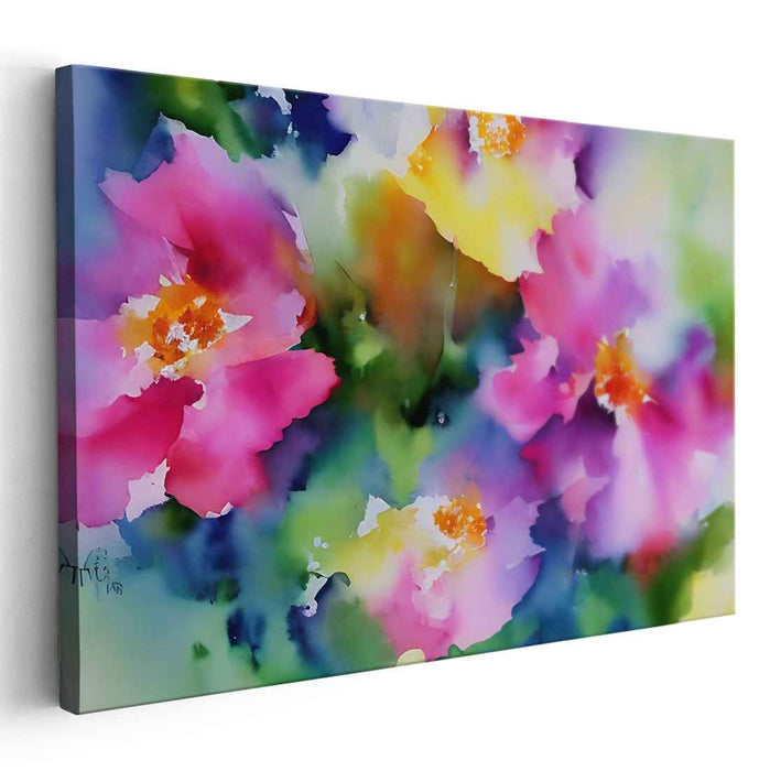 Petal Reverie: Watercolor Floral Fantasy Canvas Art