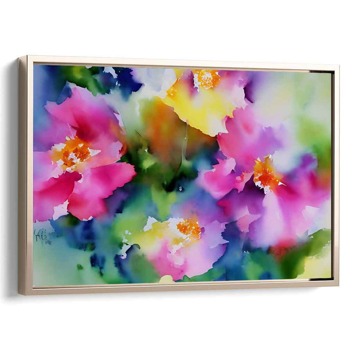 Petal Reverie: Watercolor Floral Fantasy Canvas Art