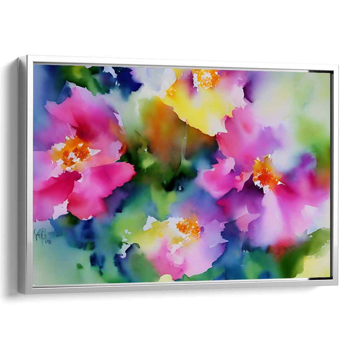Petal Reverie: Watercolor Floral Fantasy Canvas Art