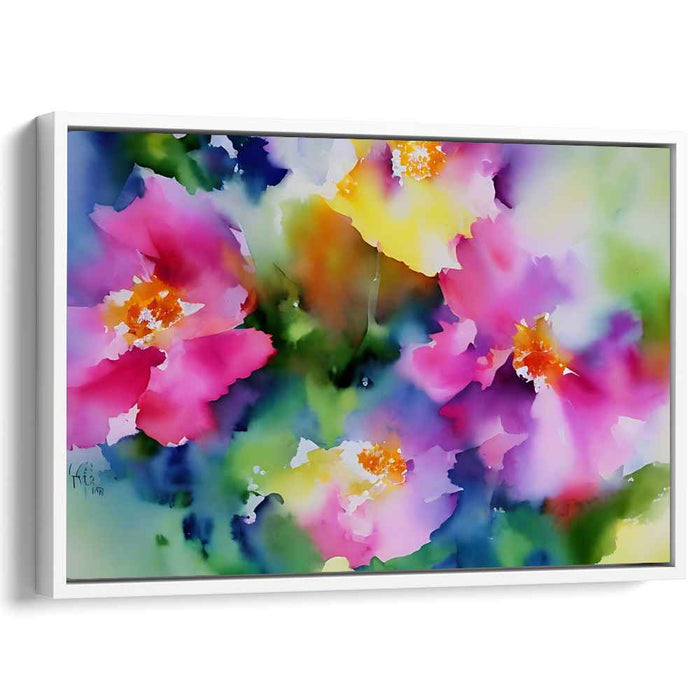 Petal Reverie: Watercolor Floral Fantasy Canvas Art
