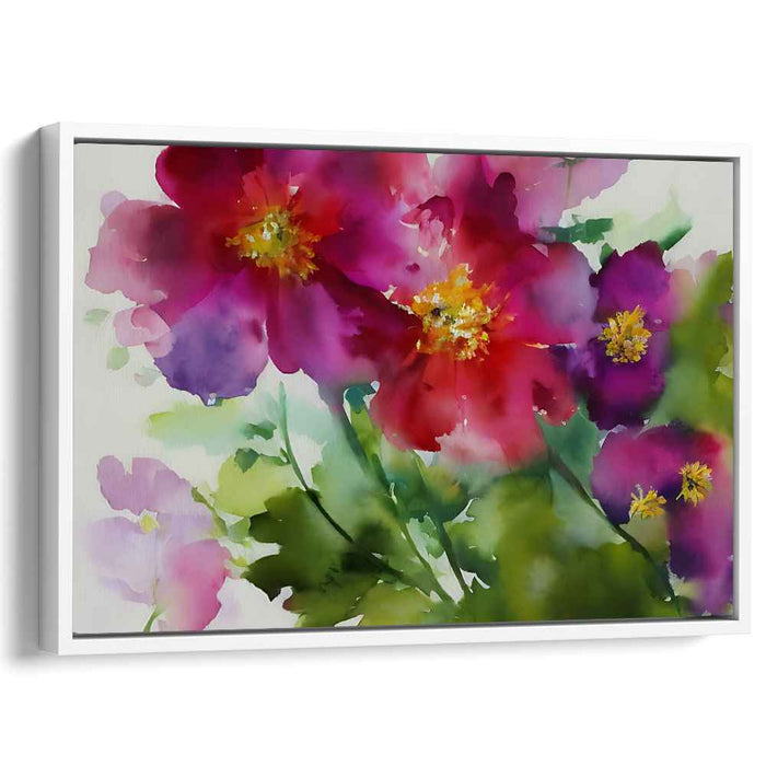 Aquarelle Petal Symphony: Watercolor Blossoms on Canvas Art Print