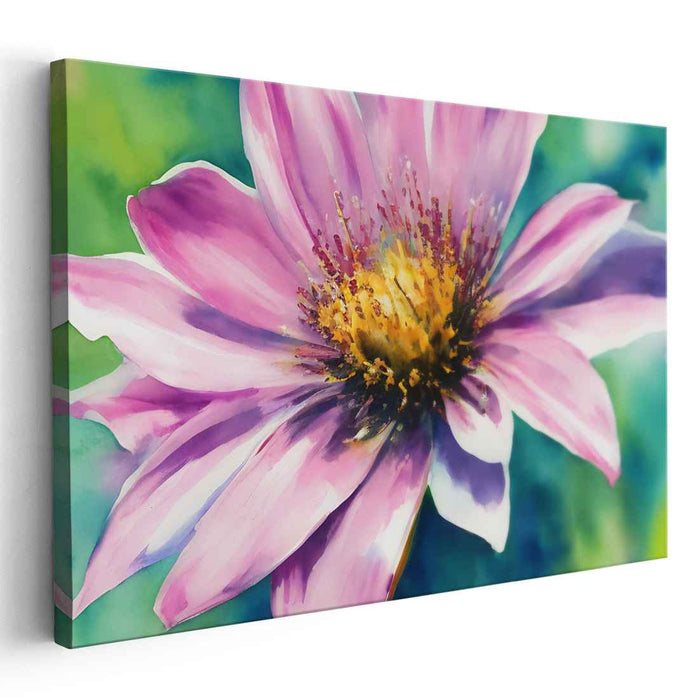 Blooms in Spring Showers: Vibrant Watercolor Floral Canvas Art