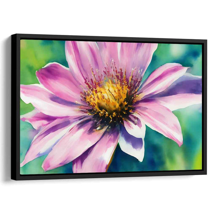 Blooms in Spring Showers: Vibrant Watercolor Floral Canvas Art