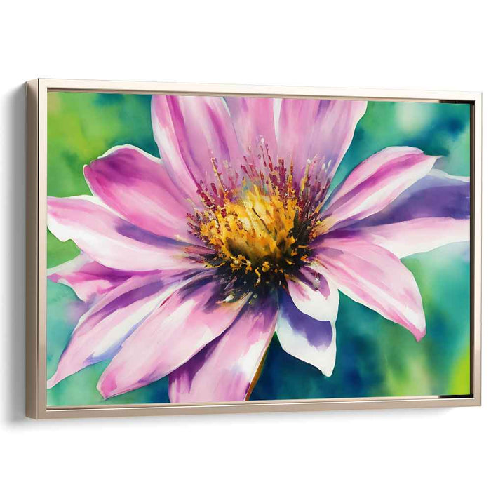 Blooms in Spring Showers: Vibrant Watercolor Floral Canvas Art