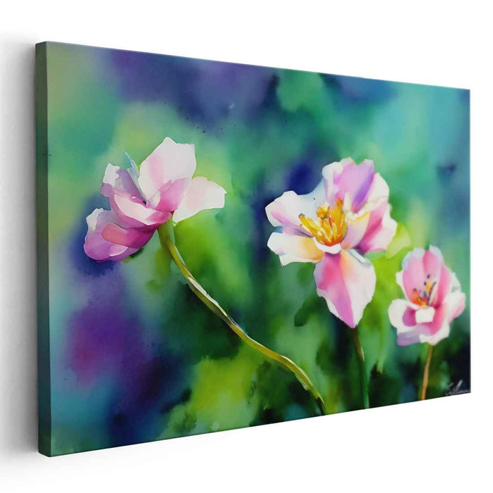 Blossom Whispers In Paint: Watercolor Garden Canvas Art Print