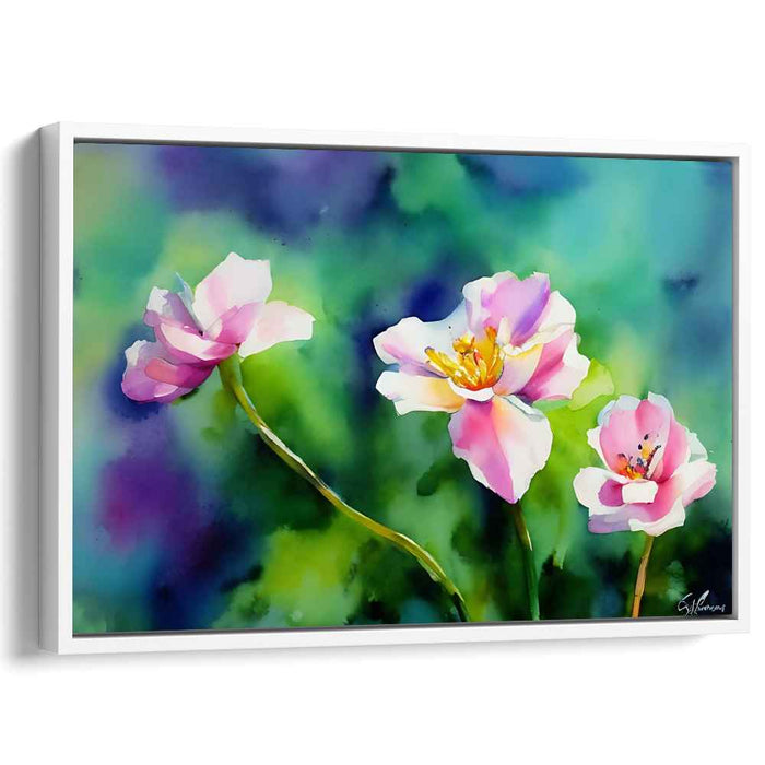 Blossom Whispers In Paint: Watercolor Garden Canvas Art Print