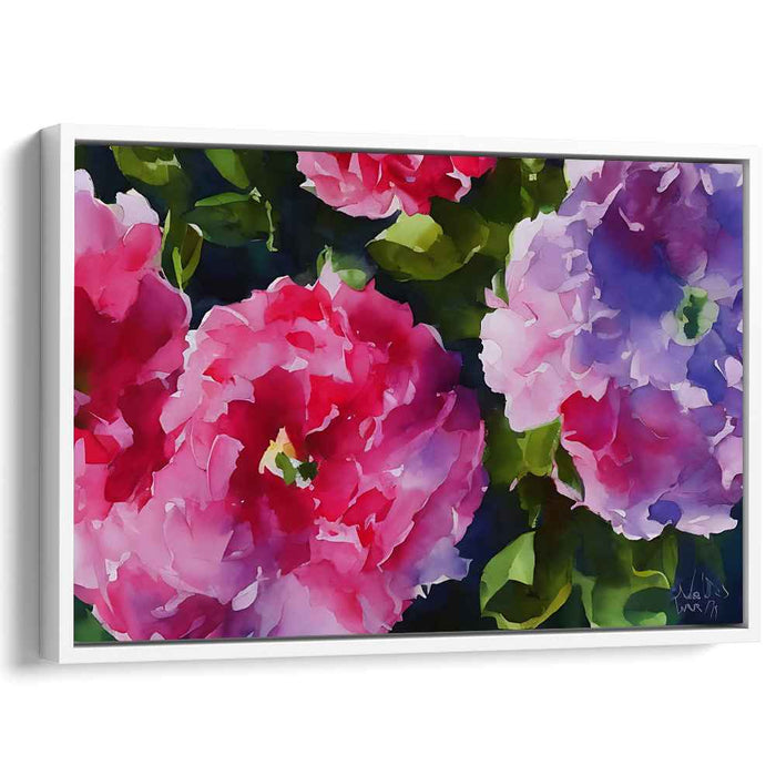 Blossoms in Whispering Rain: Watercolor Floral Canvas Art Print