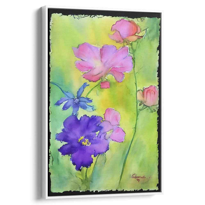 Whispers Of Ethereal Blooms: Luminous Watercolor Garden Canvas Art