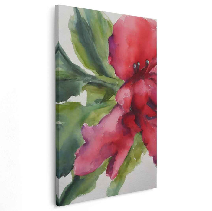 Petals In Painted Pools: Serene Floral Watercolor Canvas Art