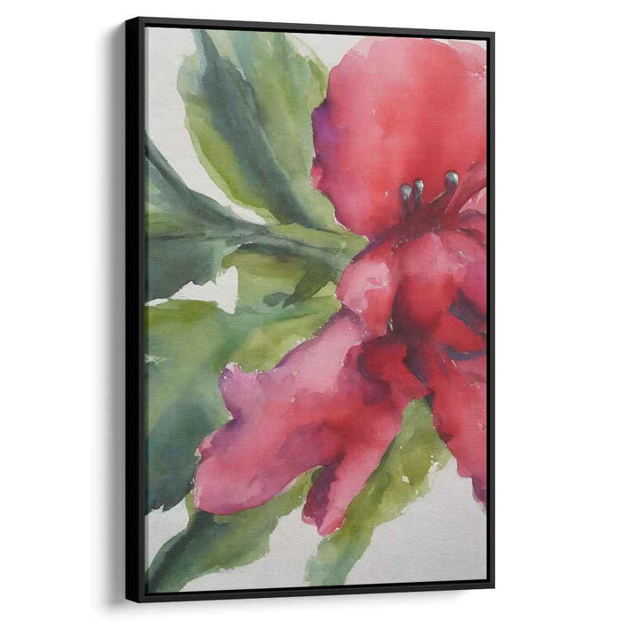 Petals In Painted Pools: Serene Floral Watercolor Canvas Art