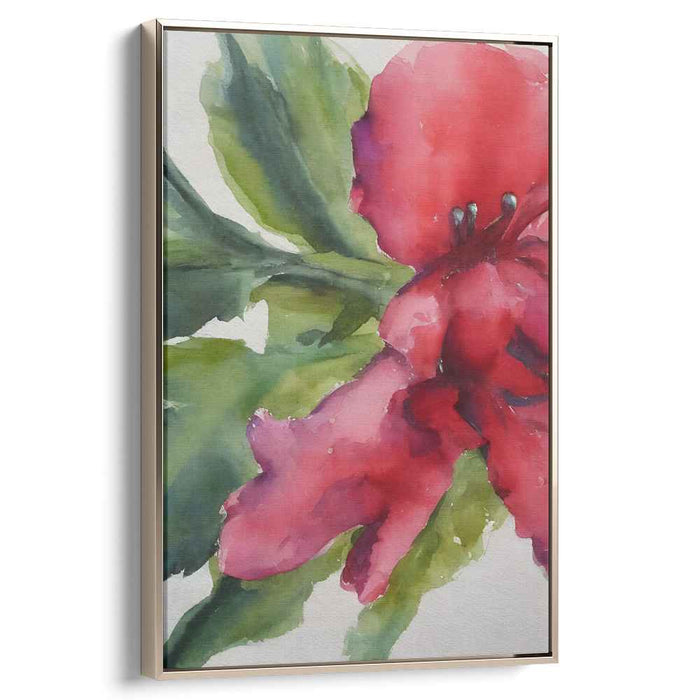 Petals In Painted Pools: Serene Floral Watercolor Canvas Art