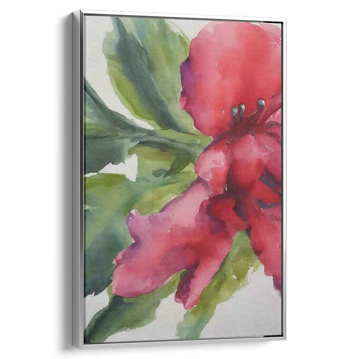 Petals In Painted Pools: Serene Floral Watercolor Canvas Art