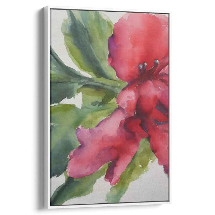 Petals In Painted Pools: Serene Floral Watercolor Canvas Art