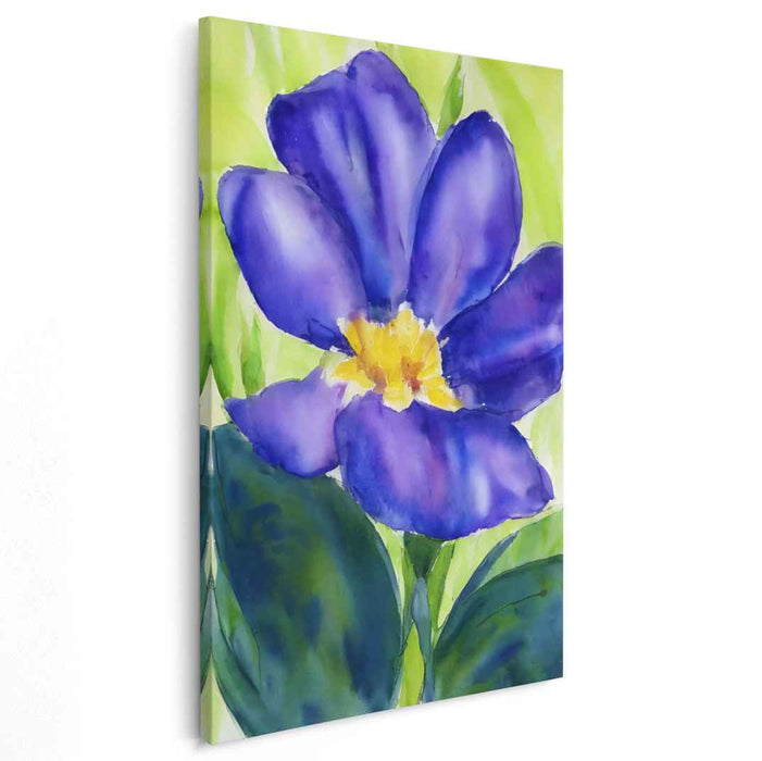 Whispers of Petal Dance: Watercolor Blue Flower Canvas Art