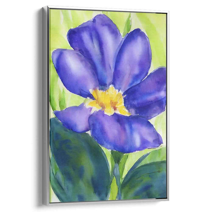 Whispers of Petal Dance: Watercolor Blue Flower Canvas Art