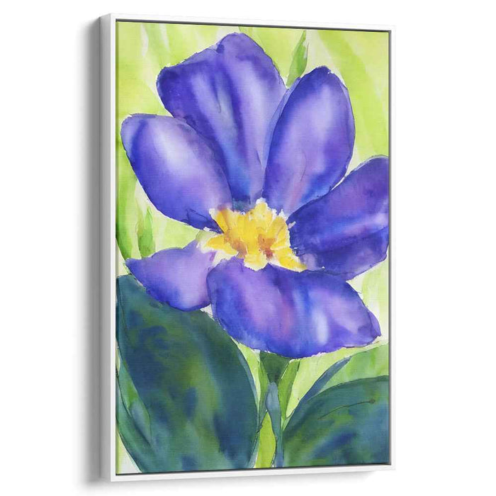 Whispers of Petal Dance: Watercolor Blue Flower Canvas Art