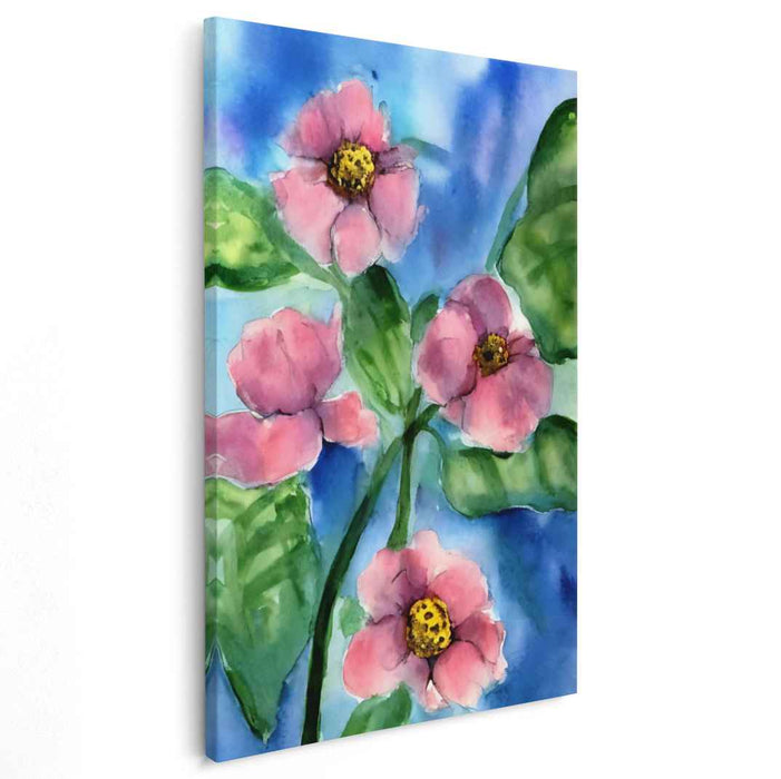 Blush Petal Serenity: Tranquil Pink Floral Watercolor Canvas Art