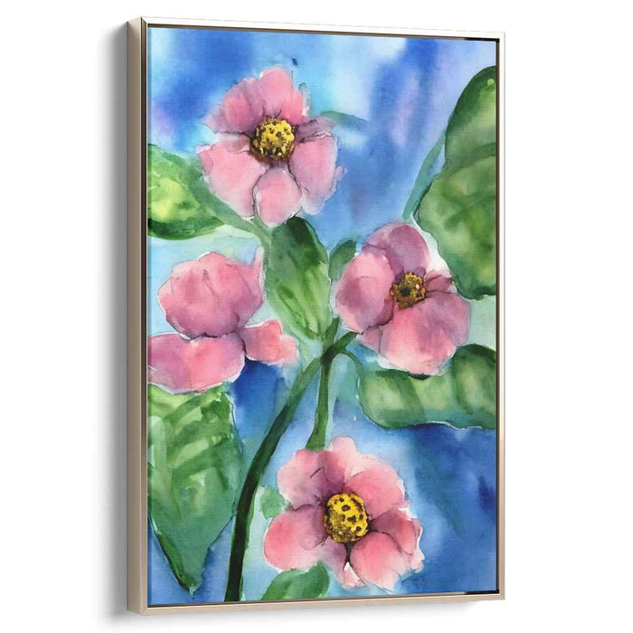 Blush Petal Serenity: Tranquil Pink Floral Watercolor Canvas Art