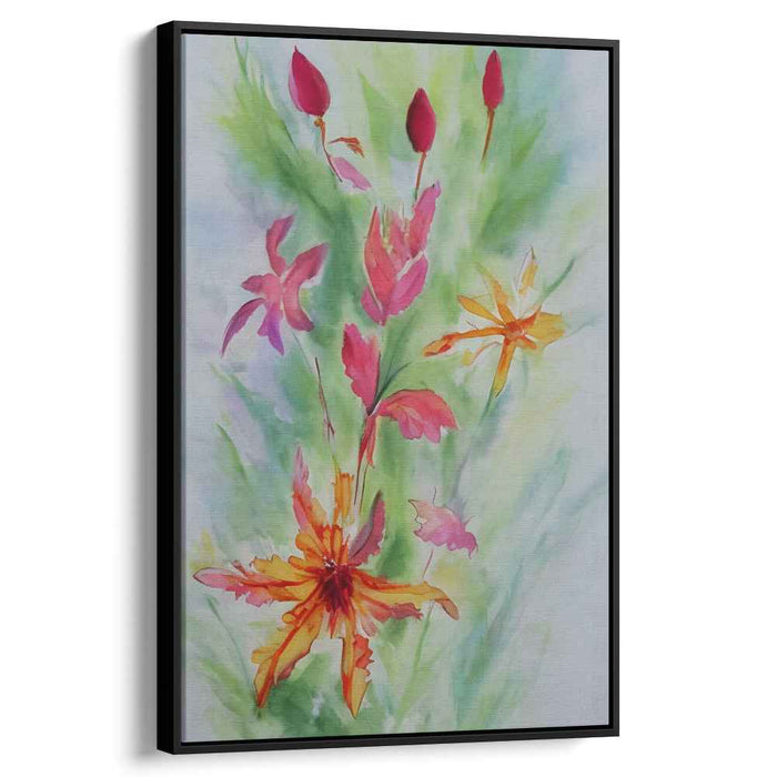 Blossoming Rainbow Symphony: Vibrant Watercolor Floral Art