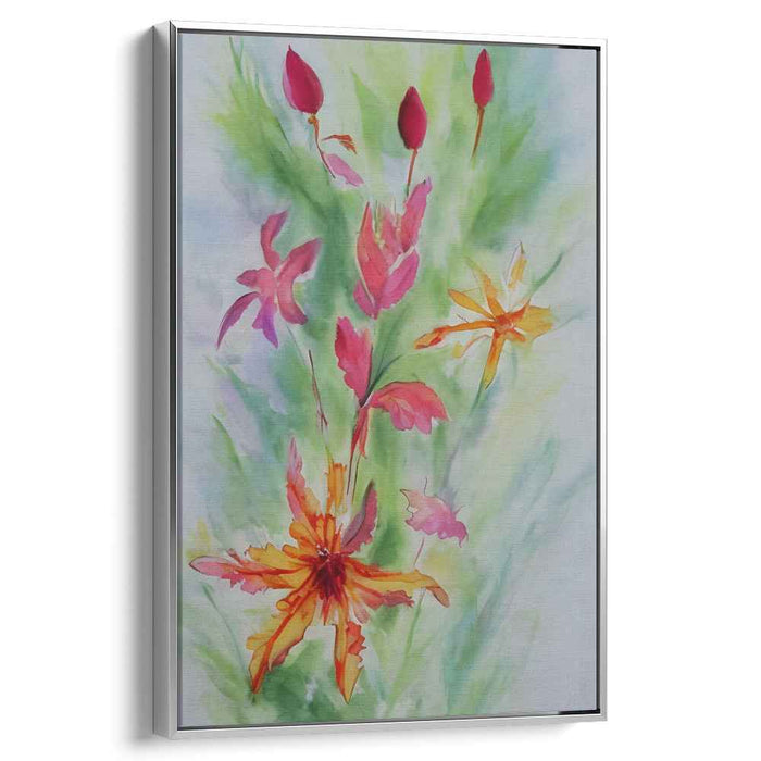 Blossoming Rainbow Symphony: Vibrant Watercolor Floral Art