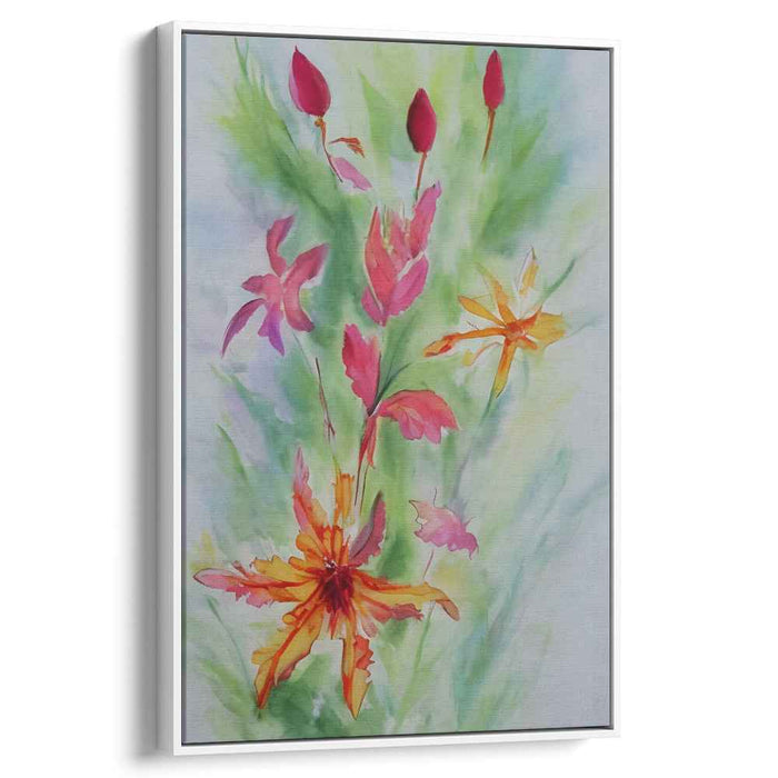 Blossoming Rainbow Symphony: Vibrant Watercolor Floral Art