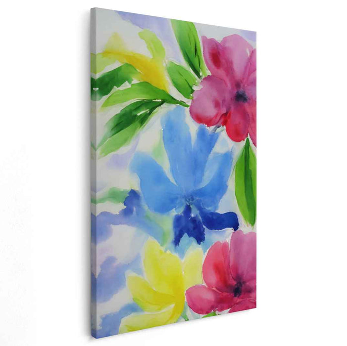Blossom Whispers in Watercolor: Vibrant Watercolor Blossoms Canvas Art Print