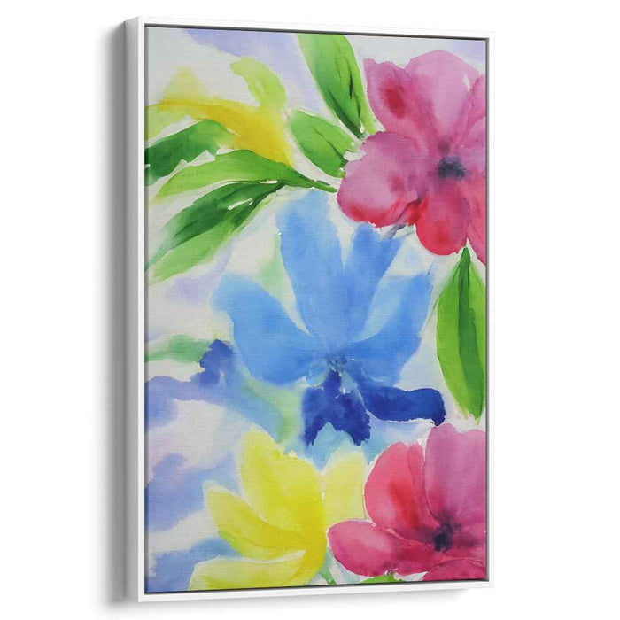 Blossom Whispers in Watercolor: Vibrant Watercolor Blossoms Canvas Art Print