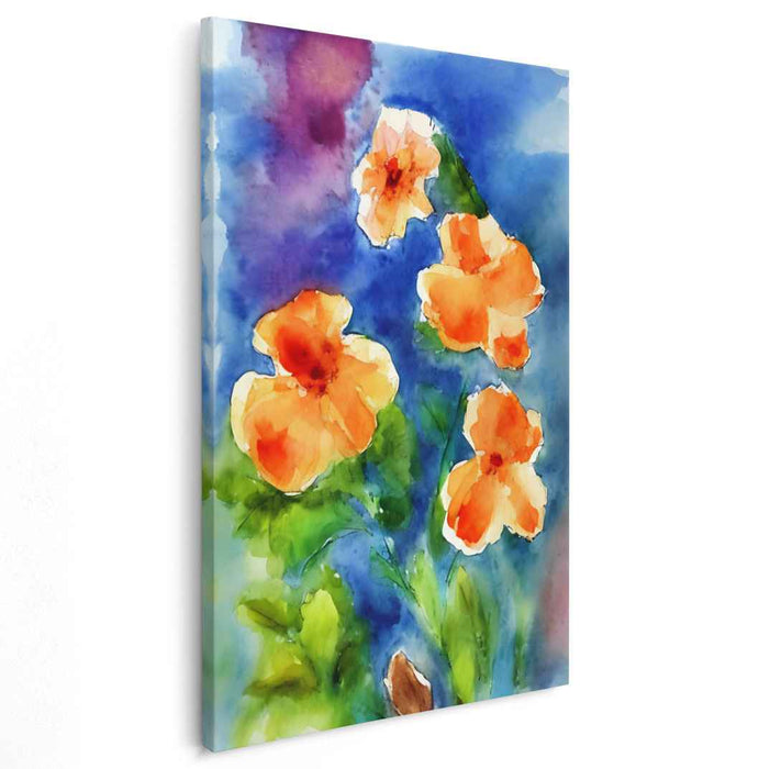 Colorful Blooms Dance Freely: Lush Watercolor Garden Canvas Art