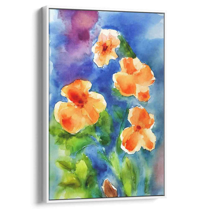 Colorful Blooms Dance Freely: Lush Watercolor Garden Canvas Art