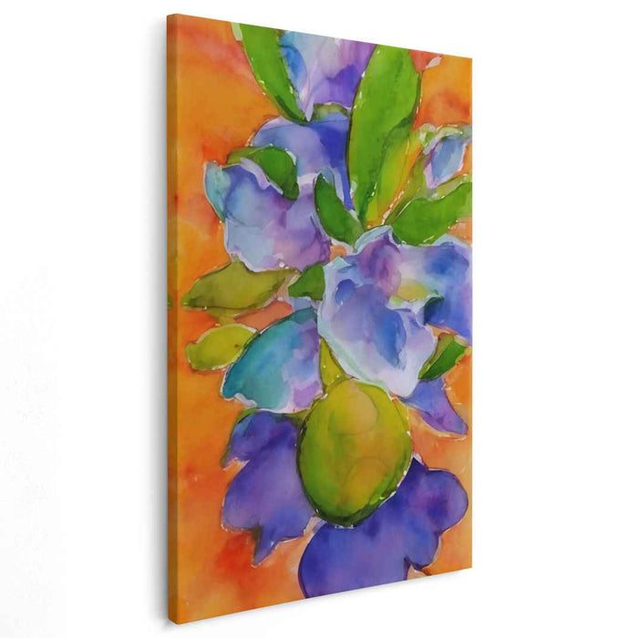 Aqua Petal Symphony: Abstract Floral Watercolor Canvas Art Print
