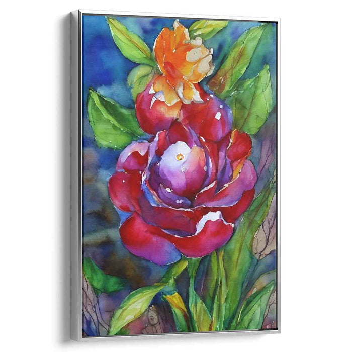 Blossom Whispers Dance Lightly: Vibrant Watercolor Floral Canvas Art Print