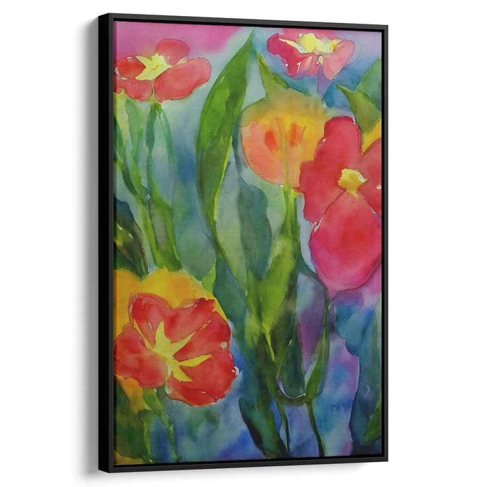 Garden Blooms Tapestry: Vibrant Watercolor Garden Flowers Canvas Art Print