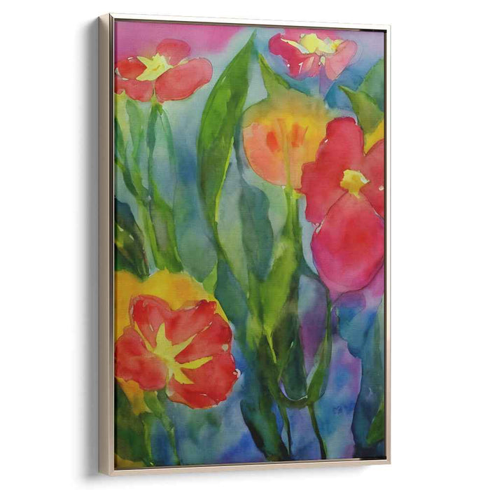 Garden Blooms Tapestry: Vibrant Watercolor Garden Flowers Canvas Art Print