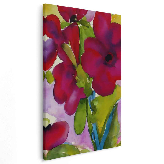 Botanic Burst: Lively Watercolor Floral Canvas Art Print
