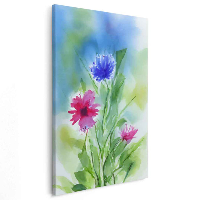 Fleeting Garden Dance: Watercolor Blooming Flowers Canvas Art Print